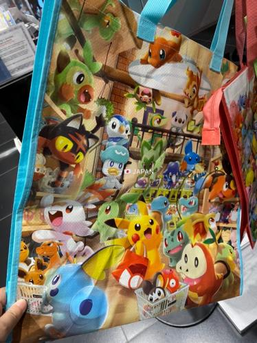 【寶可夢中心】Pokémon 超可愛的滿版尼龍購物提袋 L號 - 藍色-