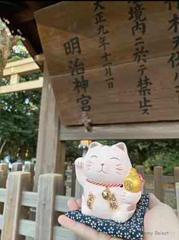 【明治神宮】明治神宮限定 櫻花粉金運來招財貓- (1)