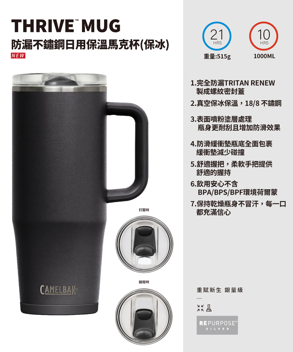 1000ml Thrive Mug 防漏不鏽鋼日用保溫馬克杯(保冰) 詳細_02