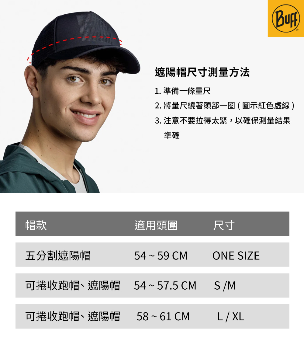 五分割休閒帽-尺寸