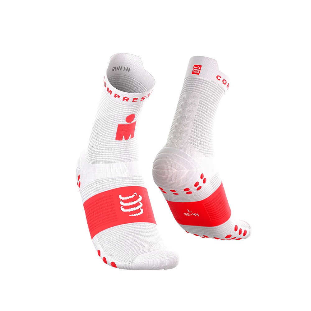 2026 Ironman V4 跑步襪標準筒 白螢光紅