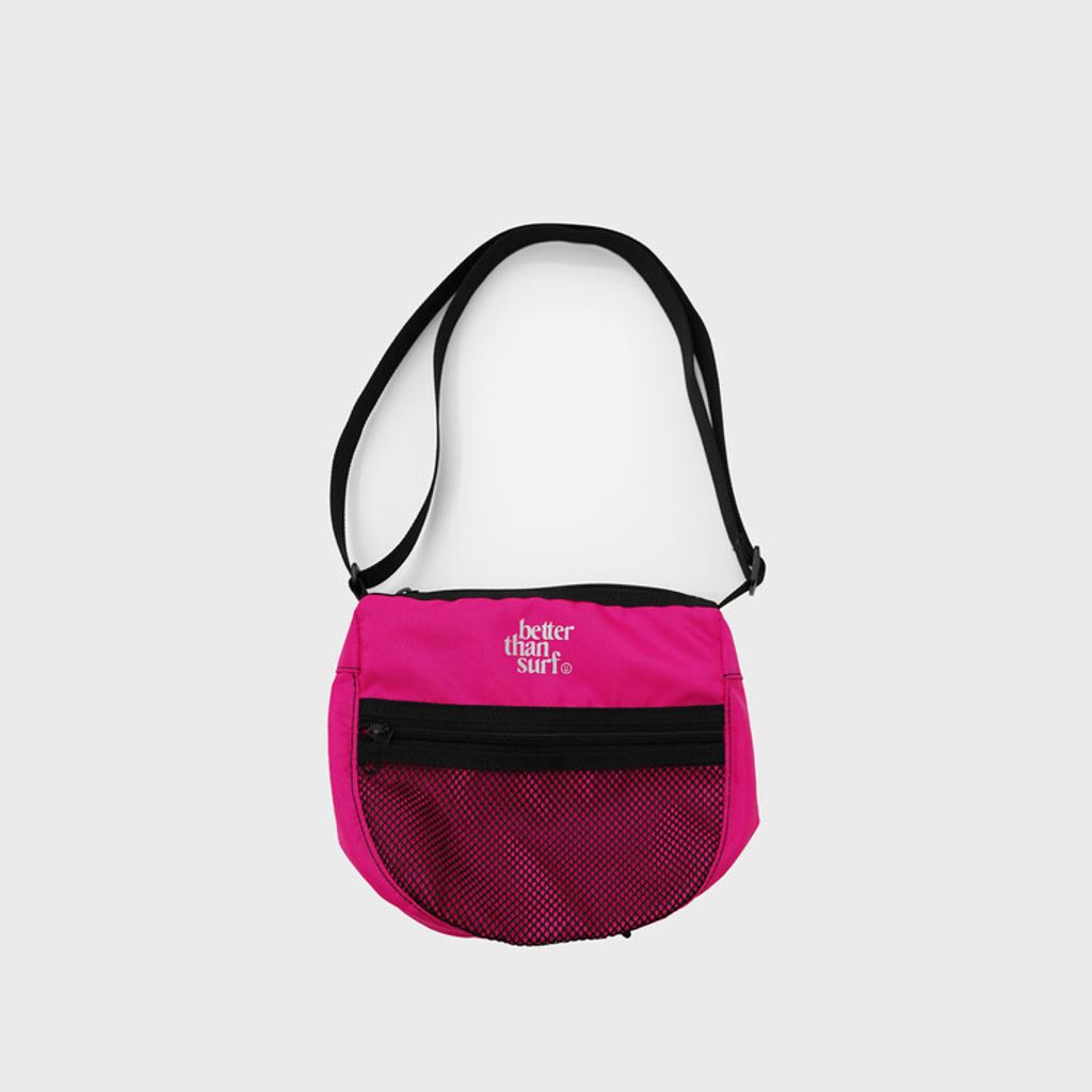 MESH POCKET CROSS BAG - HOT PINK _1