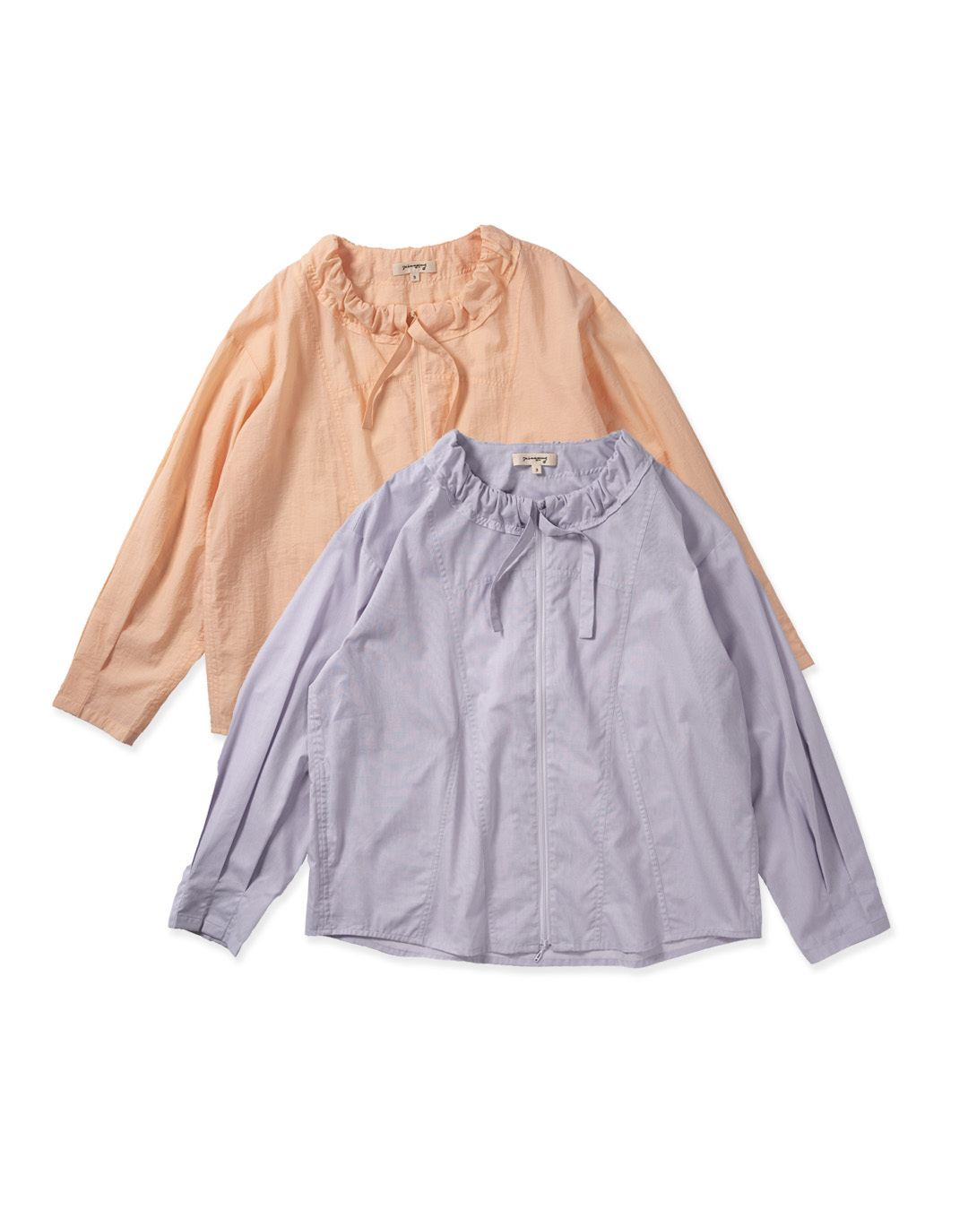 Gathered sheer zip jacket