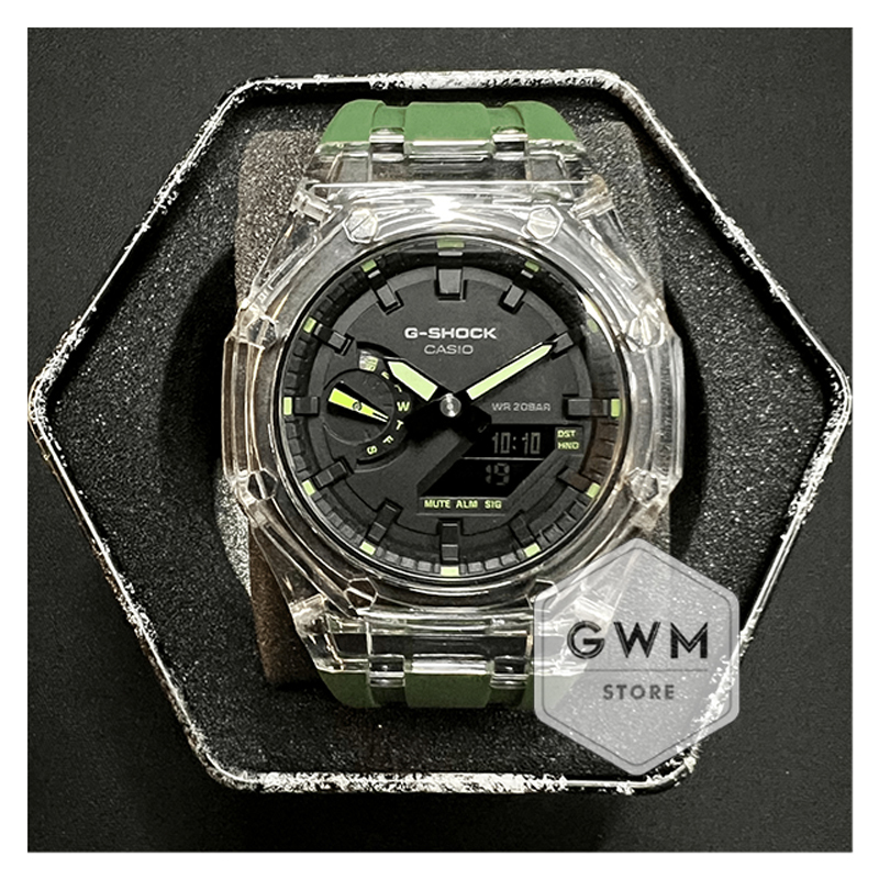 Casio-G-Shock-CasiOak-Custom-Analog-Digital-GA-2100-1A3-@-TMJ-(Transparent-Bezel-Green-Strap)2