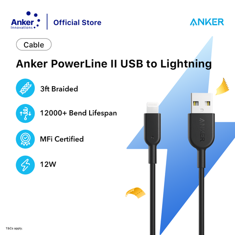 Anker Powerline II USB to lightning 3ft Black