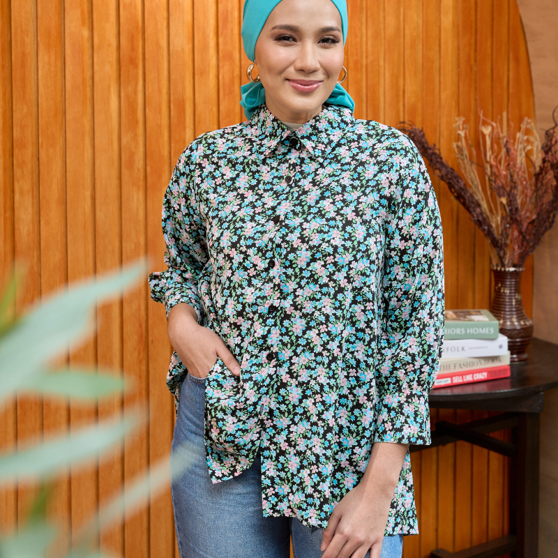 Maya Wildflowers Women's Shirt Midnight Bloom 4