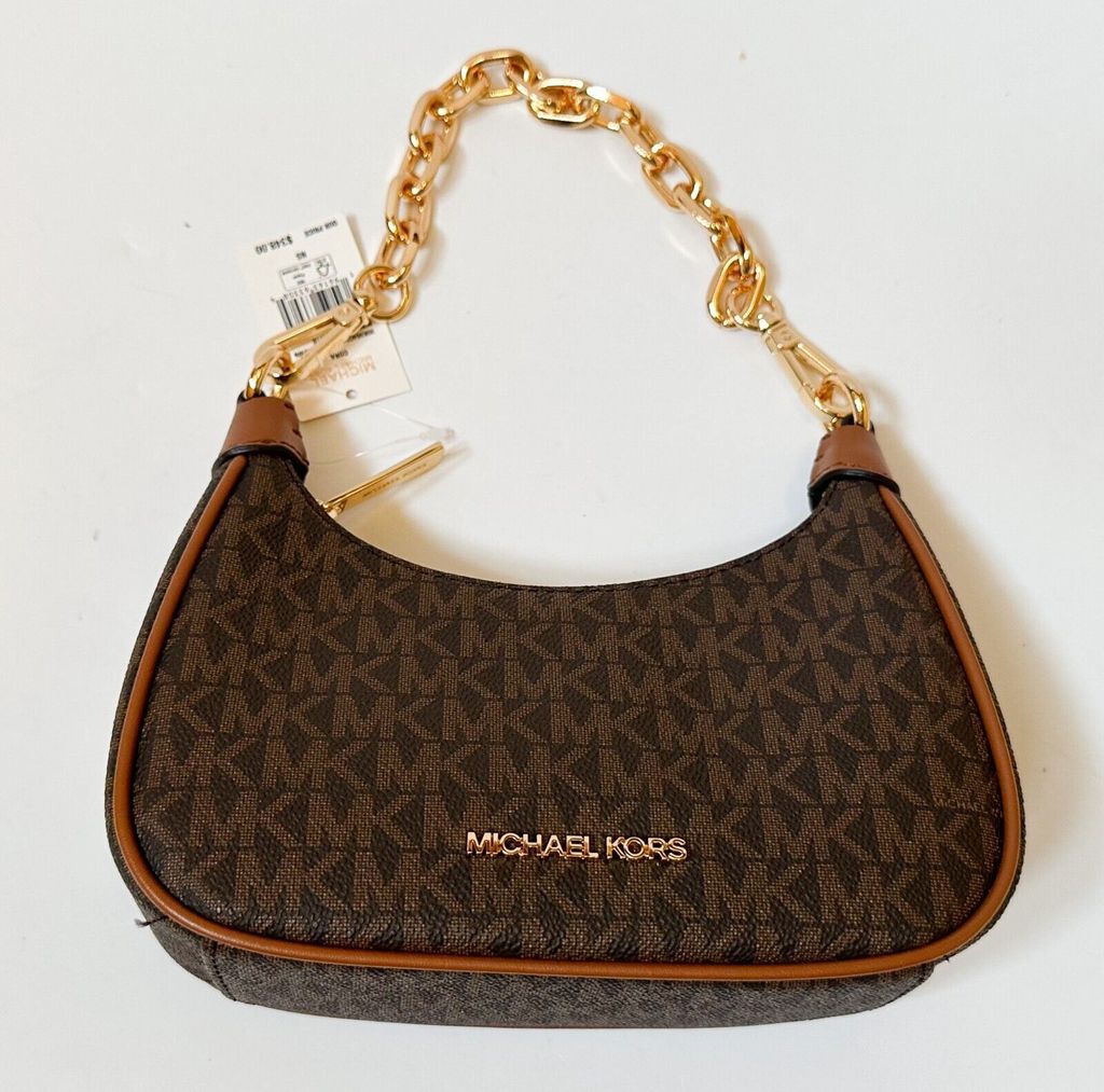 Michael Kors Cora Mini Black Pebbled Leather Zip Pouchette Crossbody Handbag