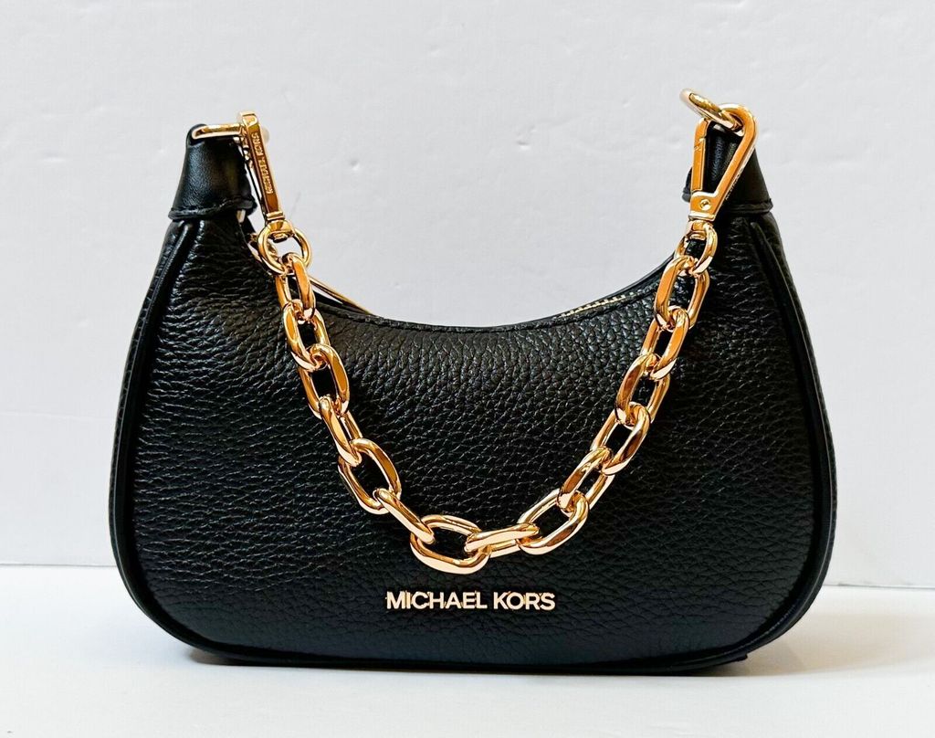 Michael Kors Cora Mini Camel Pebbled Leather Zip Pouchette Crossbody H –  Paris Deluxe