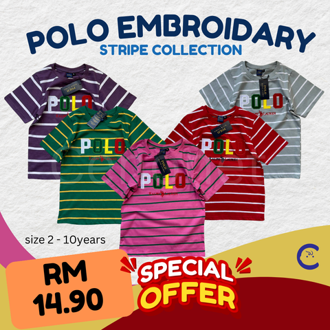 Polo embroi stripe