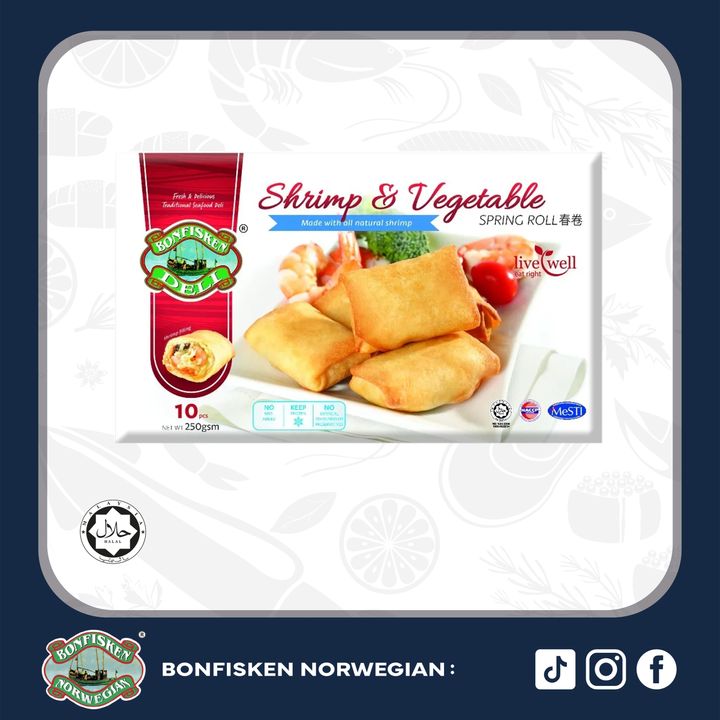 (RTC) Spring Roll - Shrimp & Vegetable (10pcs pkt - Net Weight 250gm)