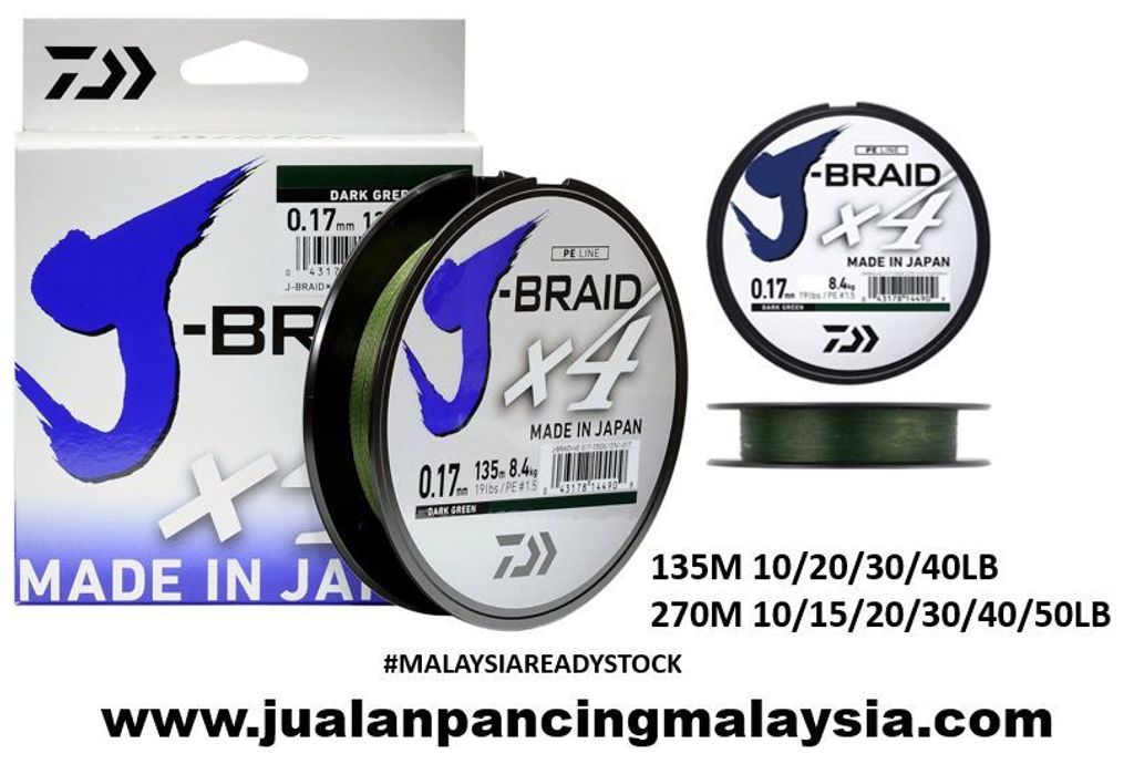DAIWA J-BRAID X4 DARK GREEN 135m270m FISHING LINE.JPG