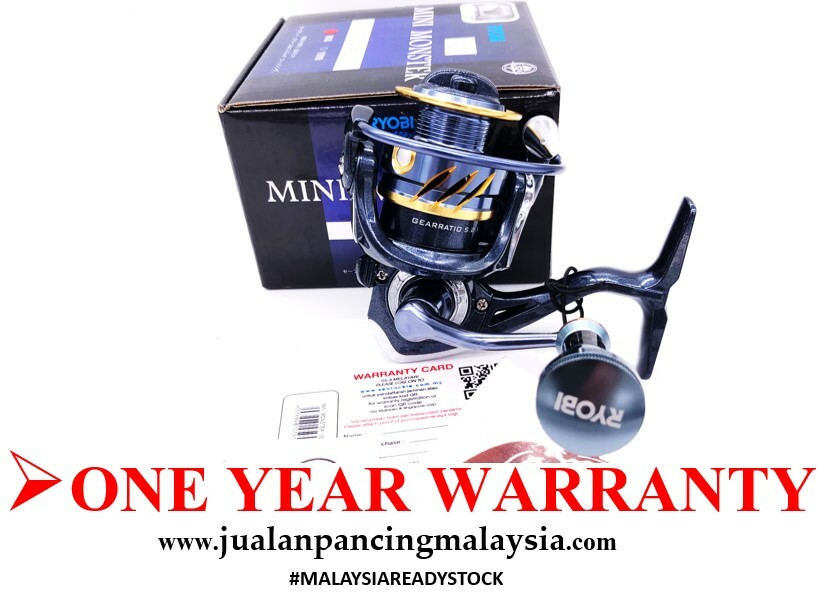 RYOBI 2022 Mini Monster 800 1000 Spinning Reel, READY STOCK 1 YEAR WARRANTY  – Jualan Pancing Malaysia