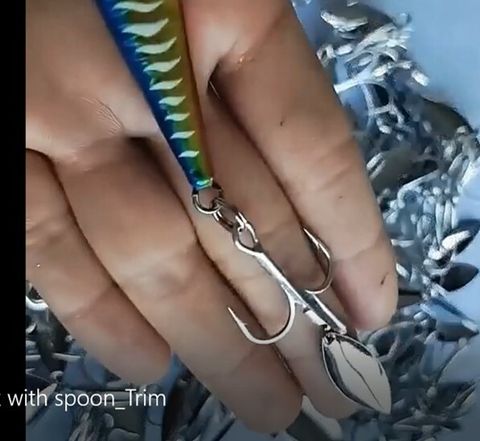 Jigman Treble 3X Hook with killer spinner bait spoon for custom jig and jigging fishing x