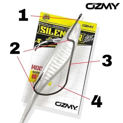 Ozmy Silencer  Weedless Soft Plastic  Hook, Size 70 mata kail worm hook C