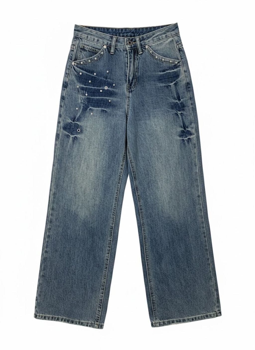 鉚釘牛仔褲正面