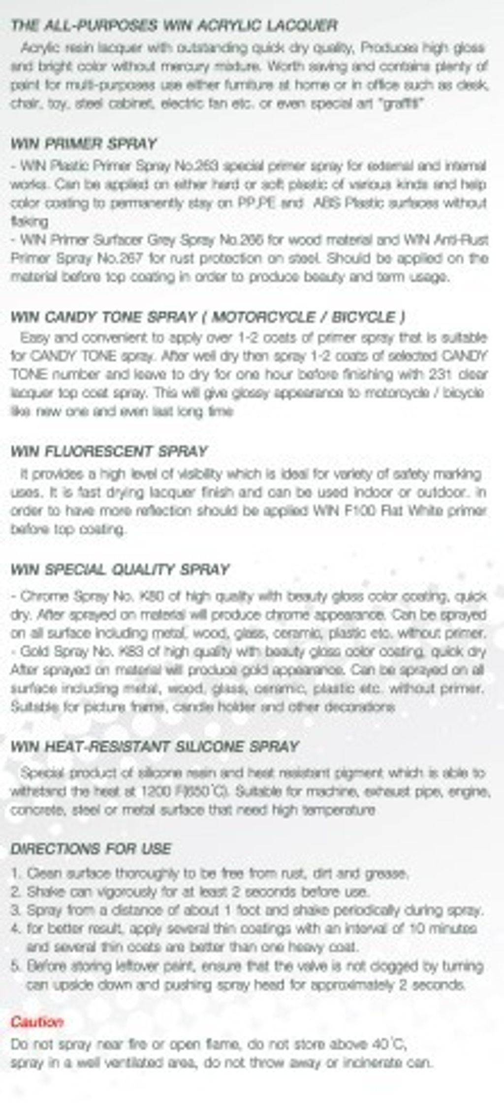 caution win spray