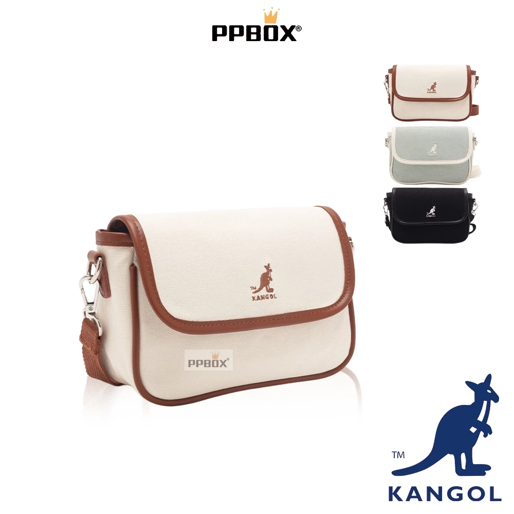 KANGOL 袋鼠 帆布小書包 郵差包【64251702】時尚 帆布包 小方包 側背包 斜背包 小廢包 手機包 包包