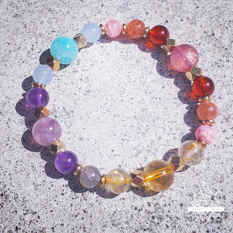 喜代子水晶訂製 塔羅靈數礦石七脈輪 生命靈數加強版 水晶手鍊 流年運勢招財事業 手環 人緣桃花 水晶手鍊 海藍寶 月光石2