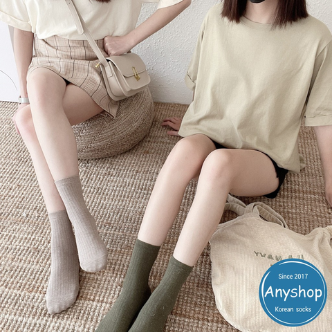 Anyshop韓國襪 ETNA經典素色襪 素色襪 襪子 襪子女 中筒襪 長襪 白襪2