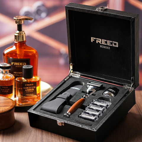 【FREED】五刀式刮鬍刀尊爵四件組禮盒 五星級總統套房御用品牌 生日禮物 父親節禮物 男友禮物 情人節 七夕