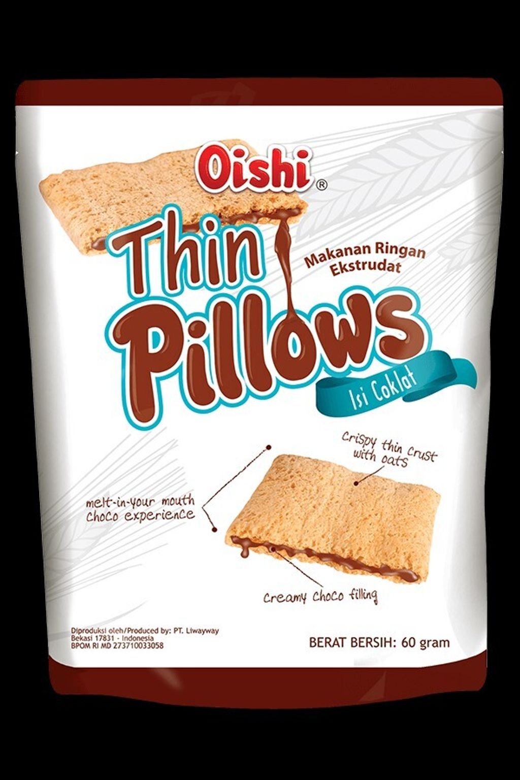 oishi巧克力風味薄枕頭造型餅乾