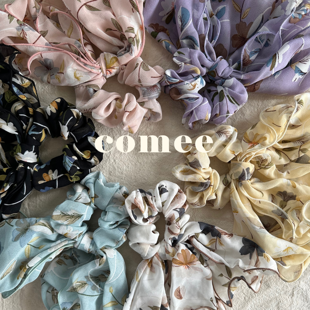 floral hairband product photo with comee logo
