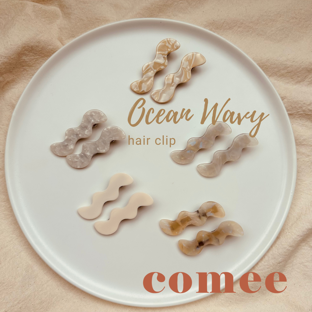 Ocean Wavy hair clip Travertine