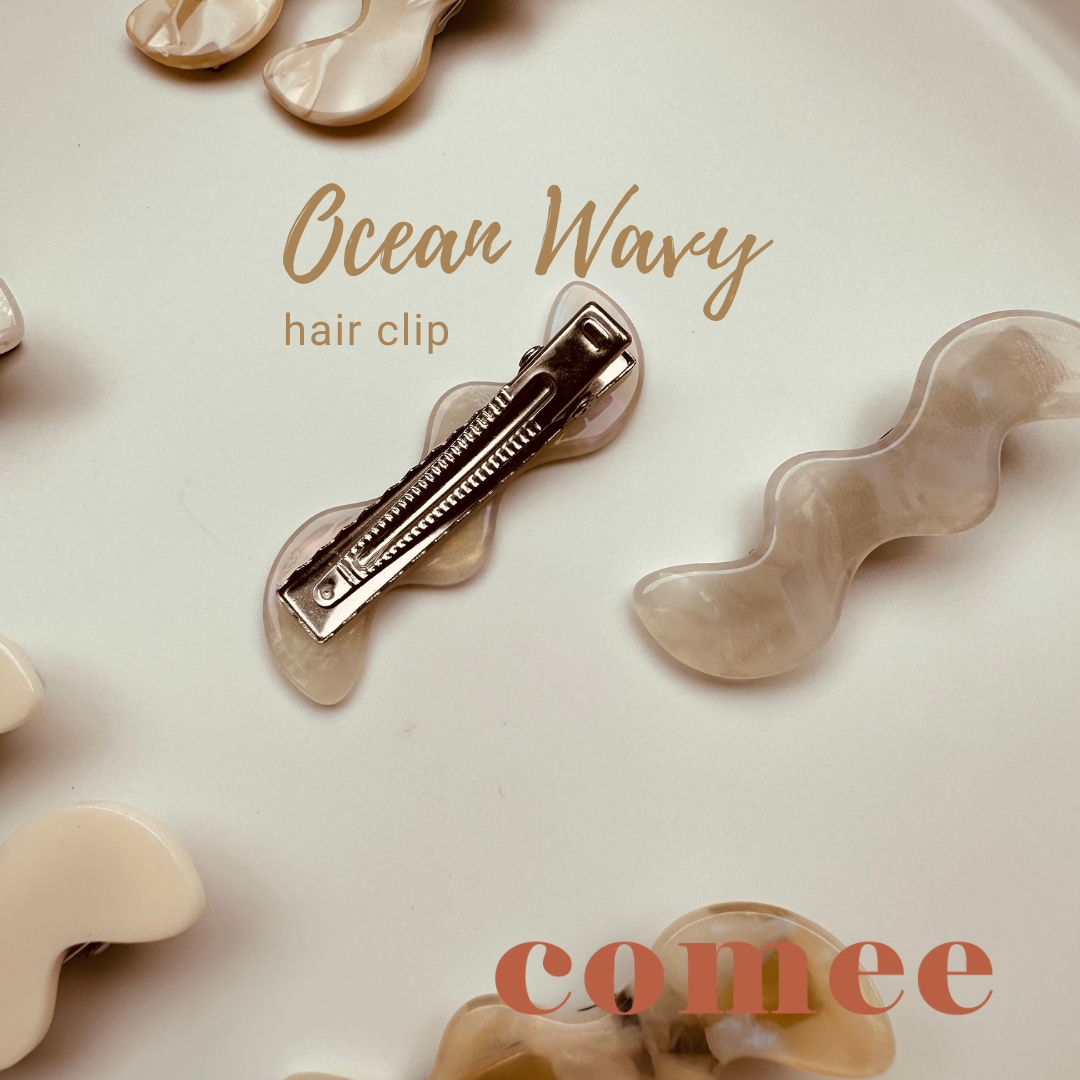 Ocean Wavy hair clip Travertine (1)