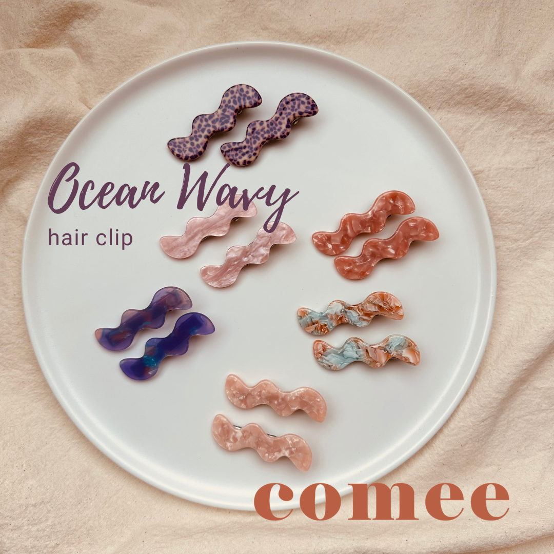 Ocean Wavy hair clip aurora