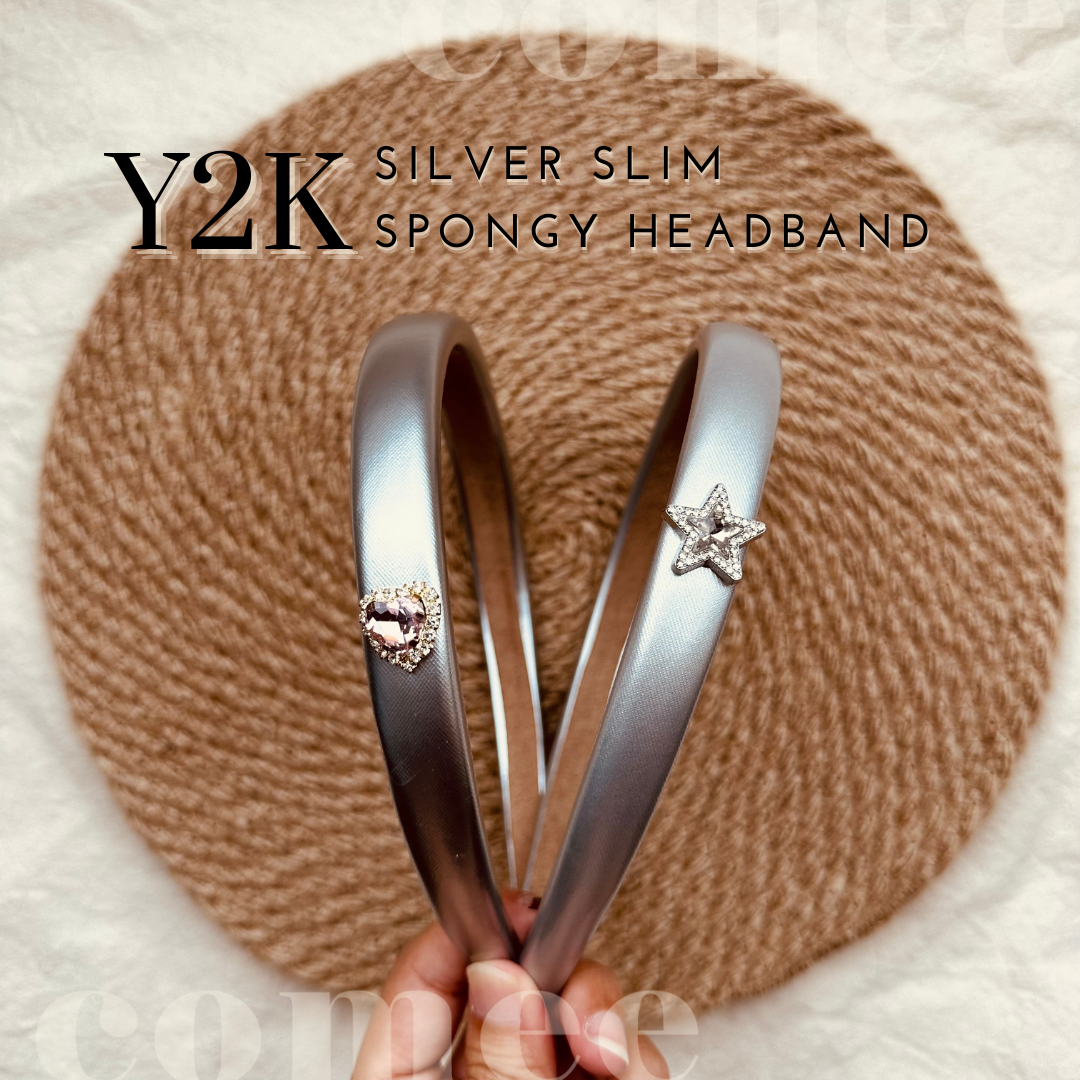 y2k silver slim spongy headband