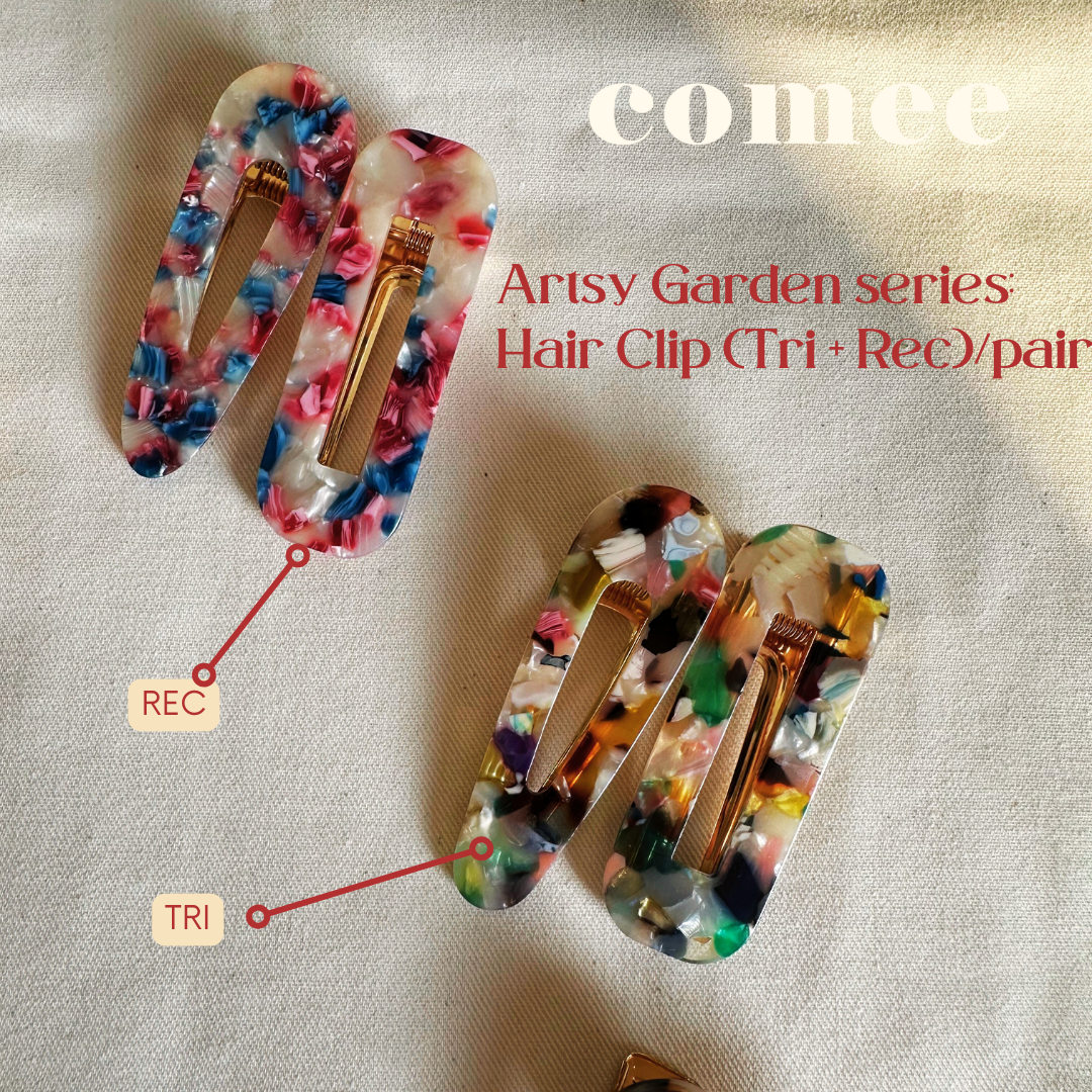 Artsy Garden series Hair Clip (Tri + Rec) pair (1)