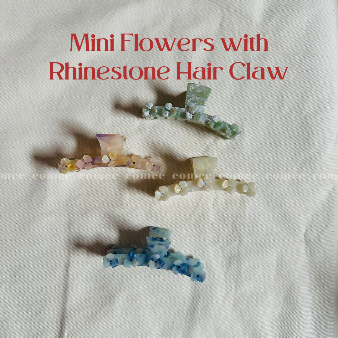 Mini Flowers with Rhinestone Hair Claw