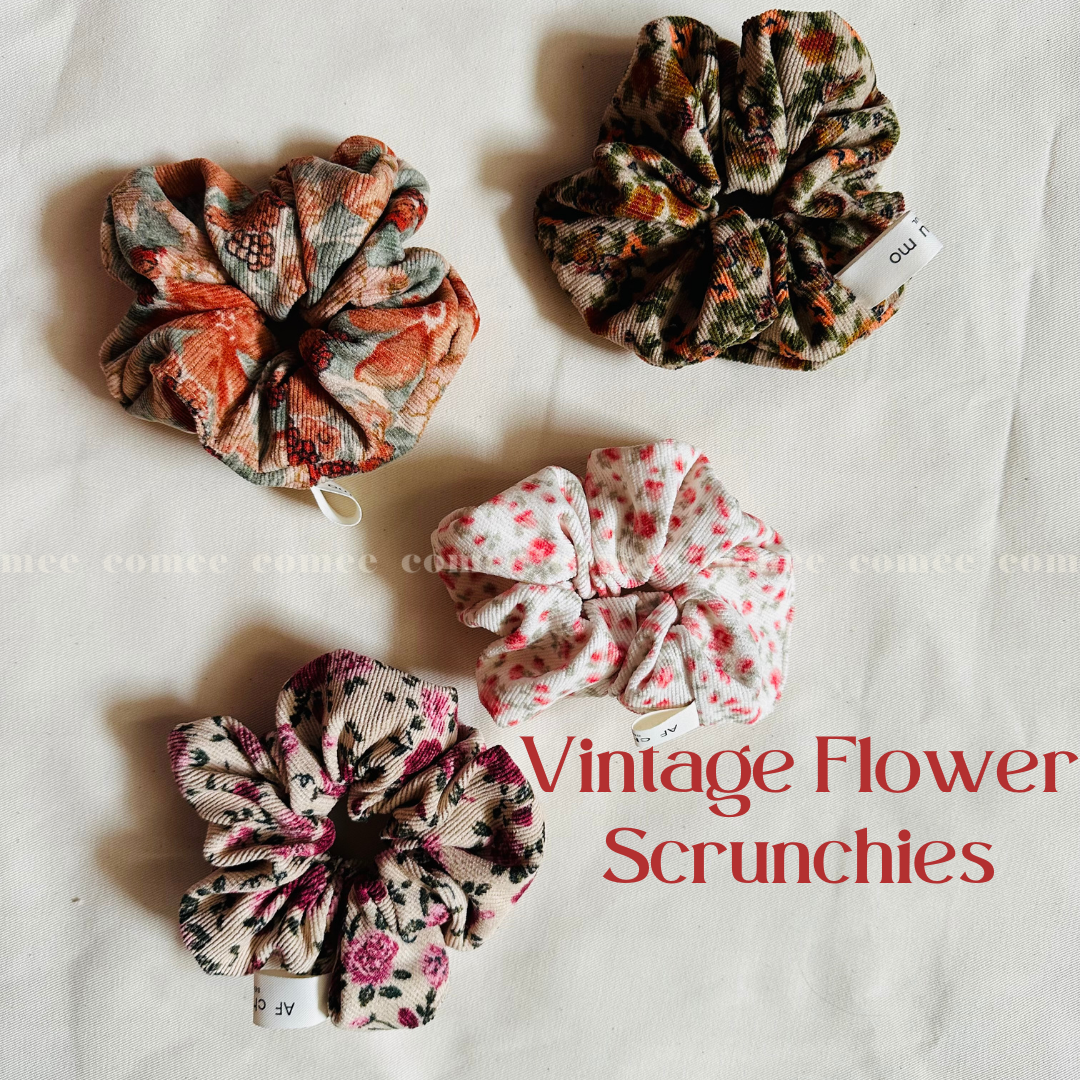Vintage Flower  Scrunchies