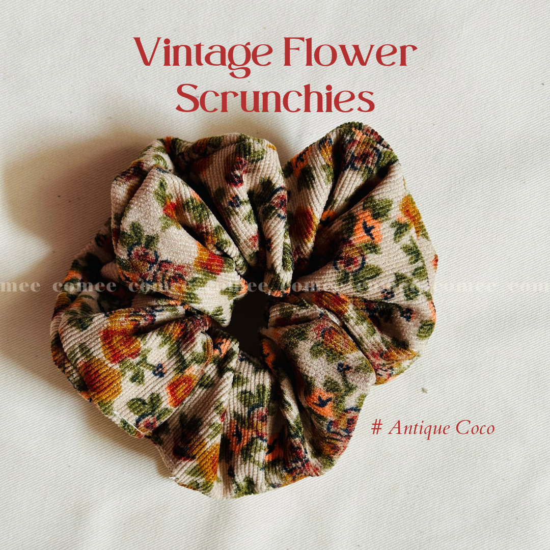 Vintage Flower  Scrunchies (5)