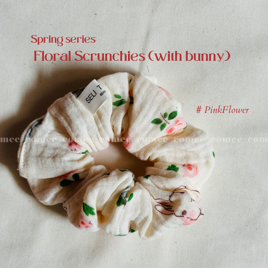 Spring series Floral Scrunchies (with bunny) (2)