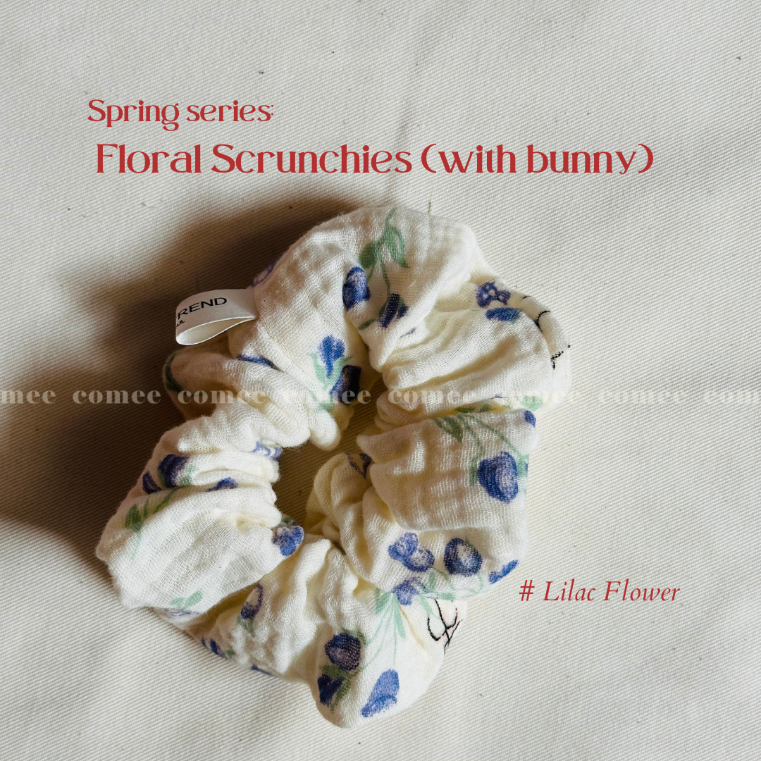 Spring series Floral Scrunchies (with bunny) (1)