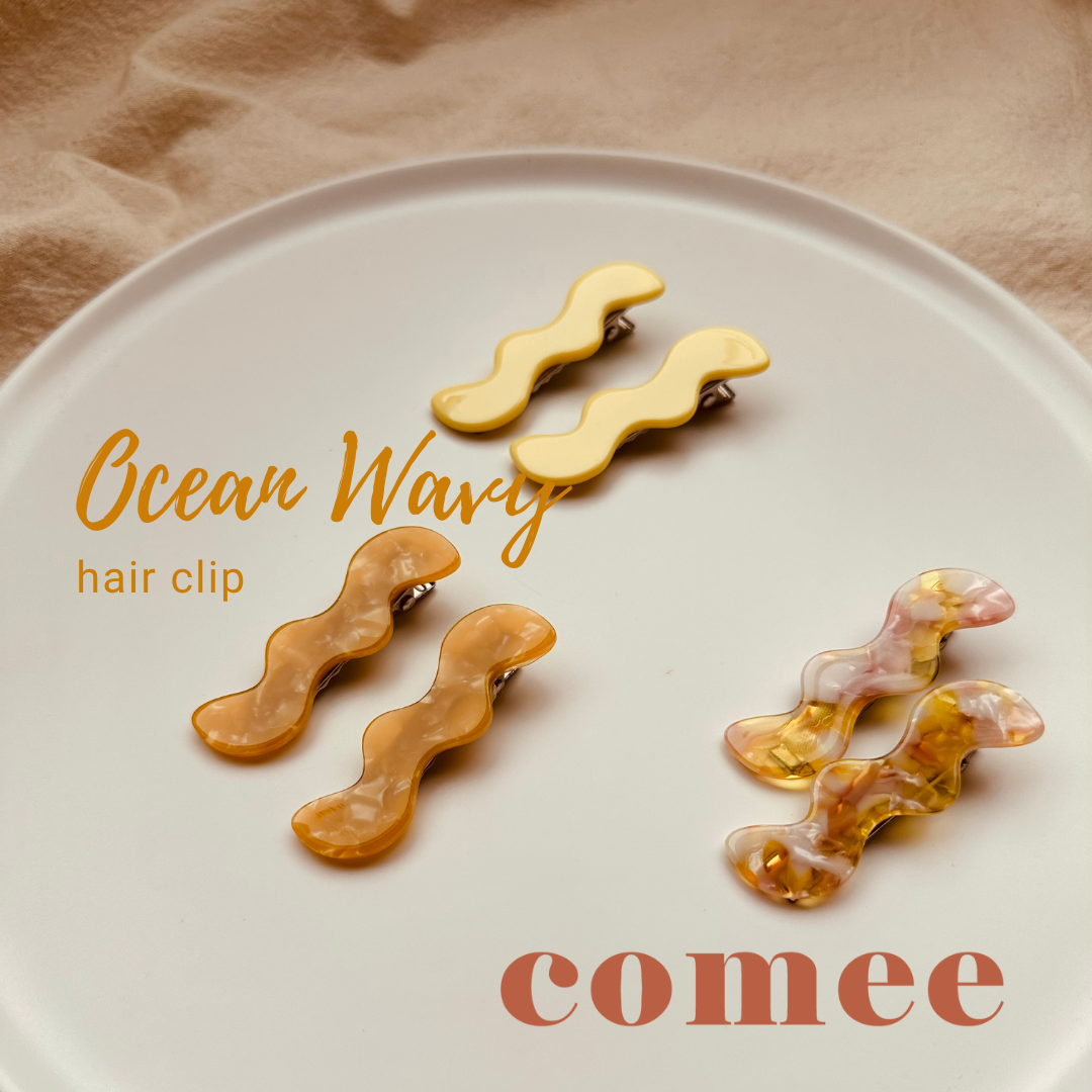 Ocean Wavy hair clip Yellow Sienna (1)
