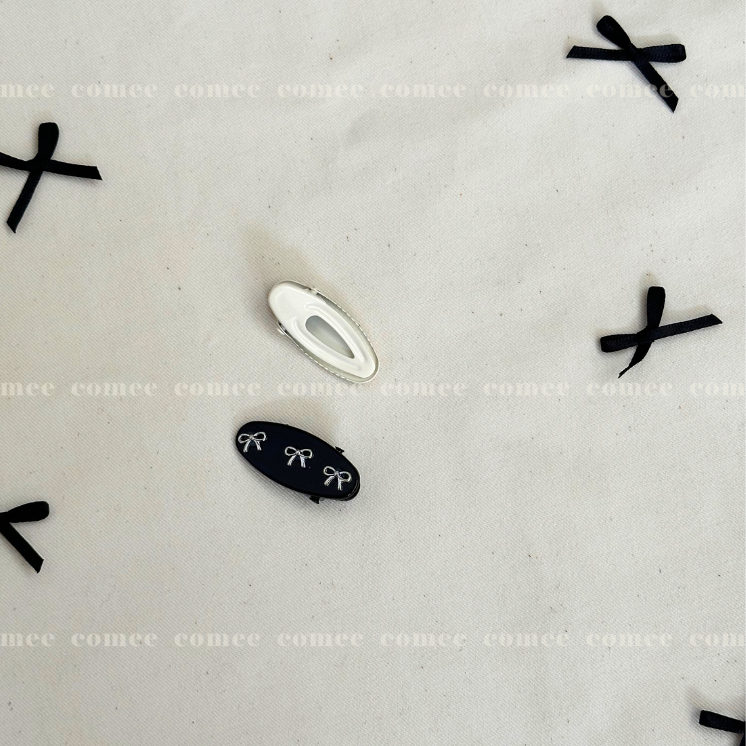 Mini Hair Clip (Silver Ribbon) (4)
