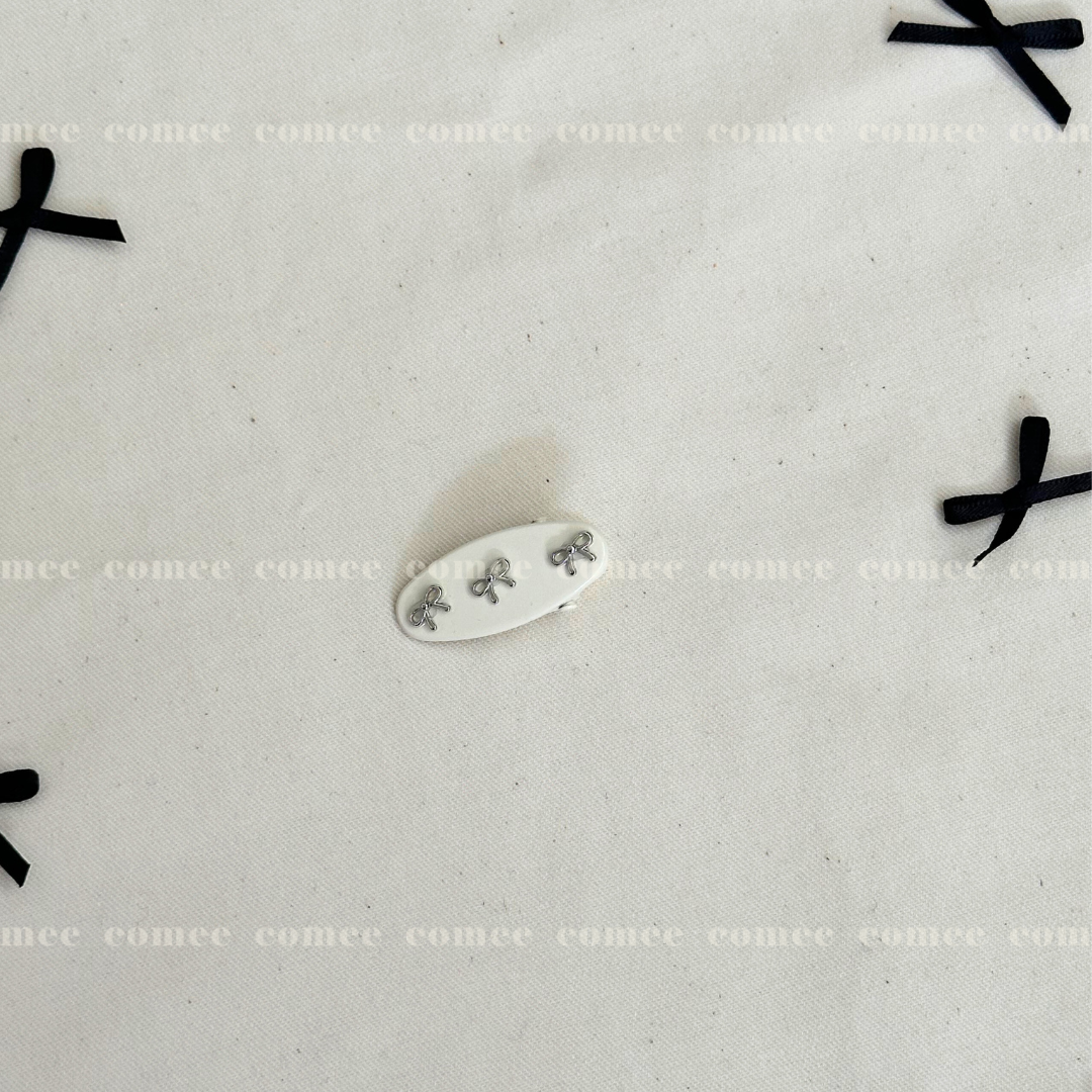 Mini Hair Clip (Silver Ribbon) (2)