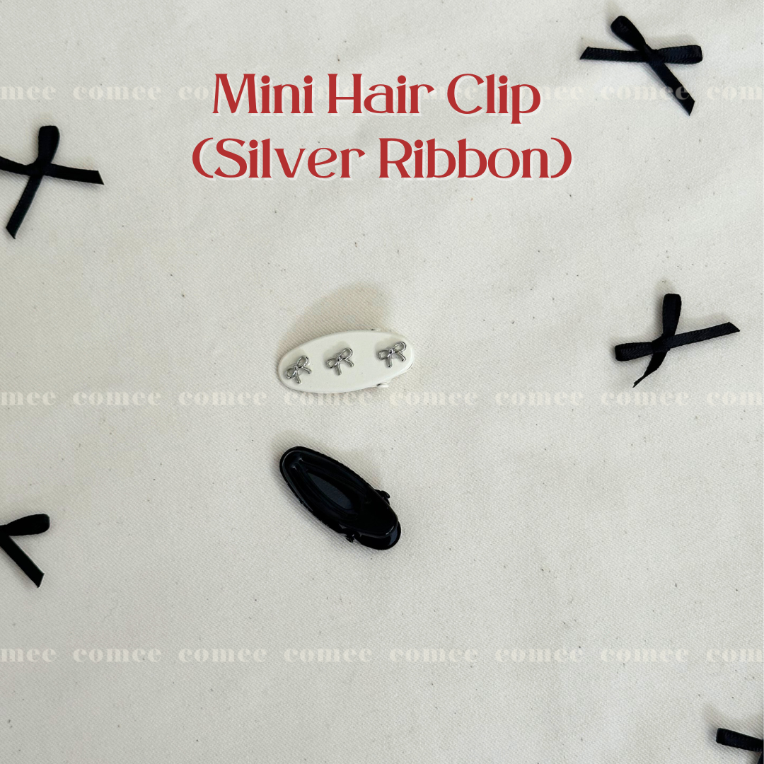 Mini Hair Clip  (Silver Ribbon) (2)