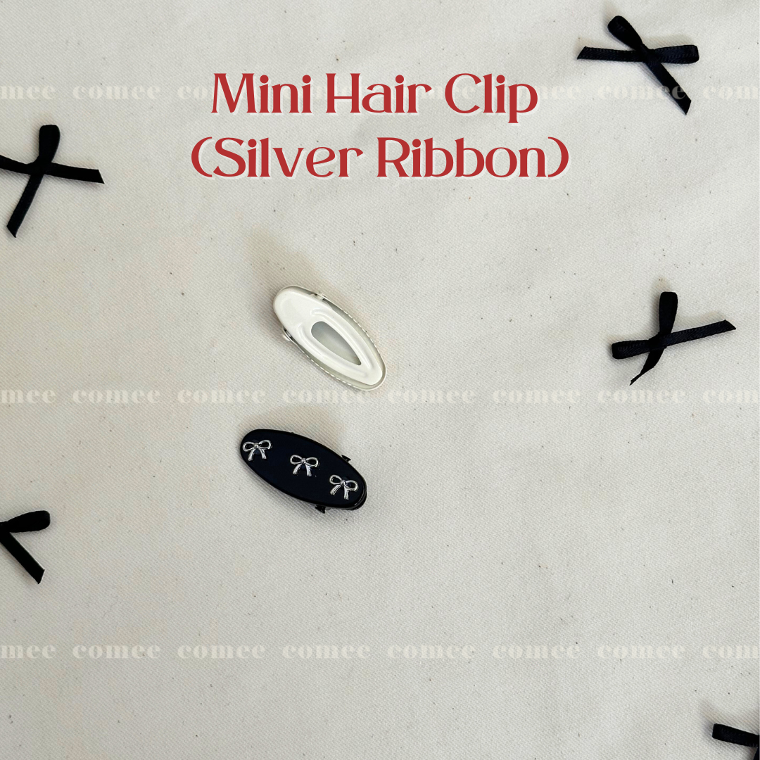 Mini Hair Clip  (Silver Ribbon) (3)