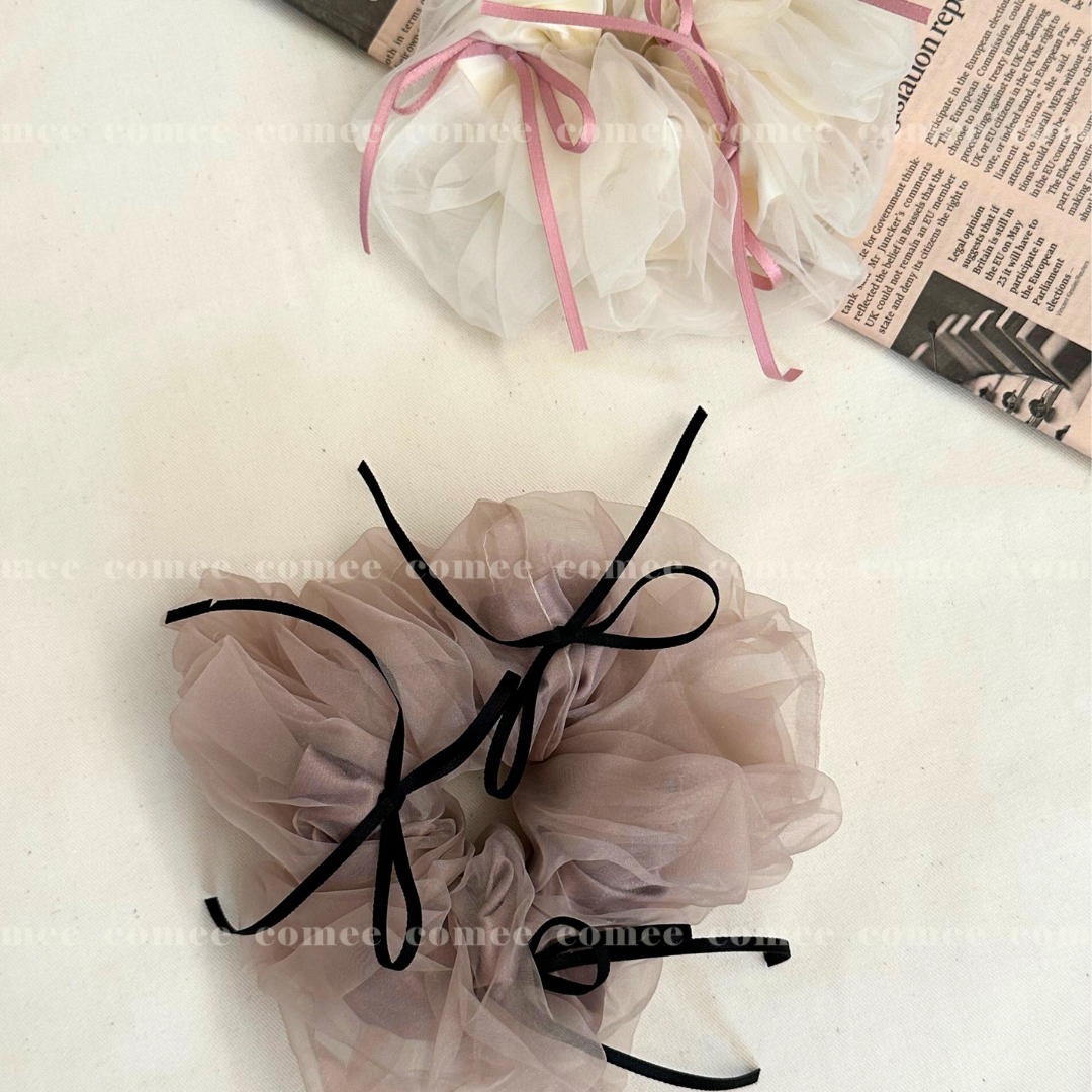 Chiffon Scrunchies with Ribbon (3)