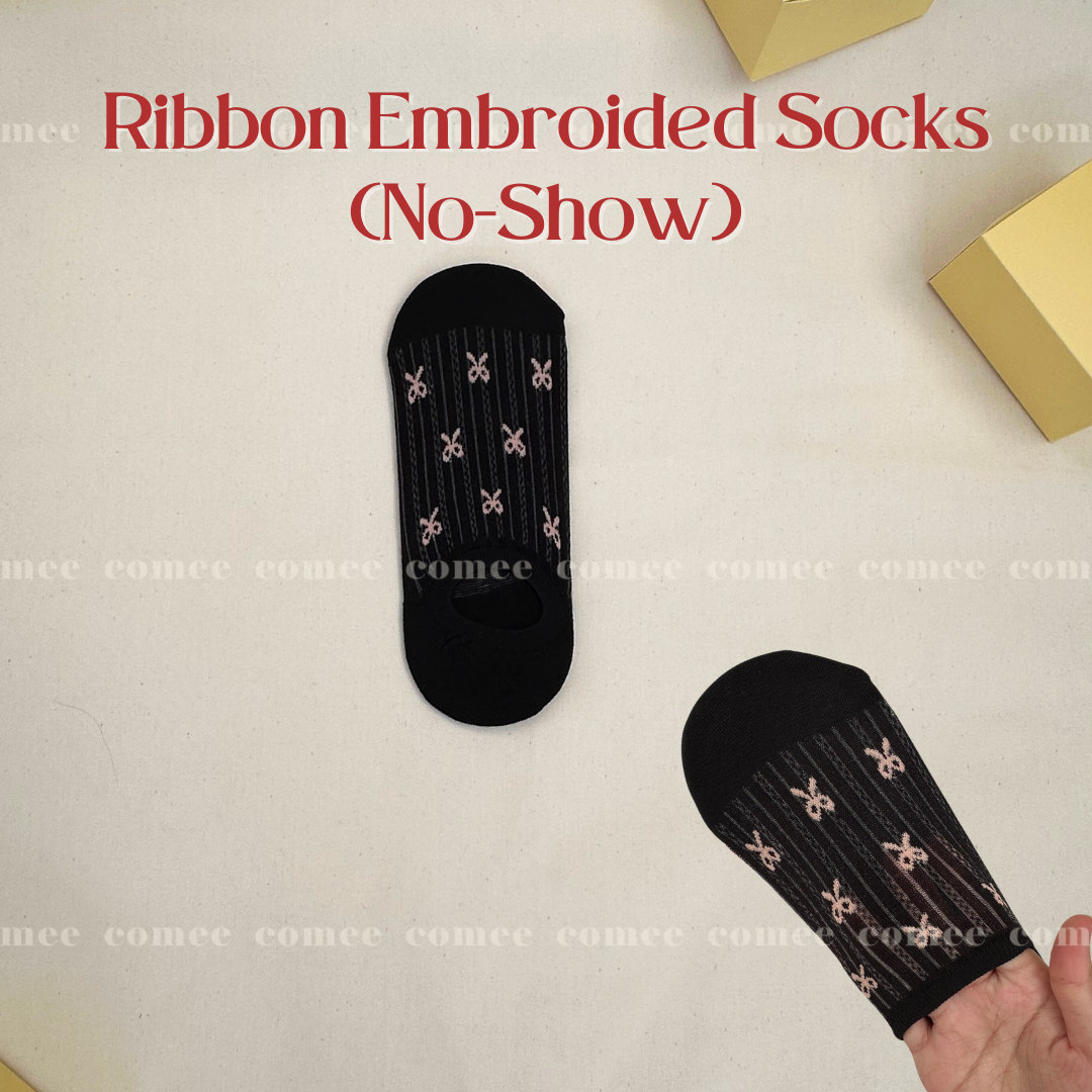 One Ribbon Sewed Socks (No-Show) (3)