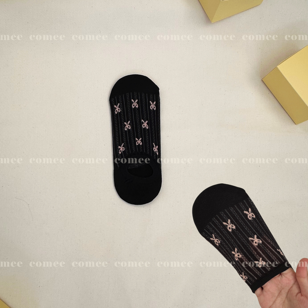 Ribbon Embroided Socks (No-Show)