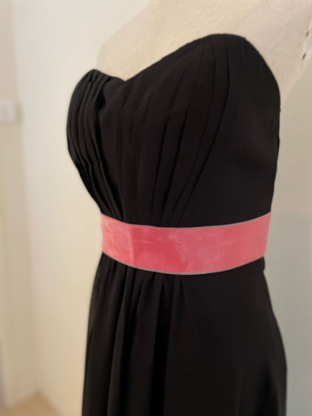 black bridesmaid dresses with pink sash