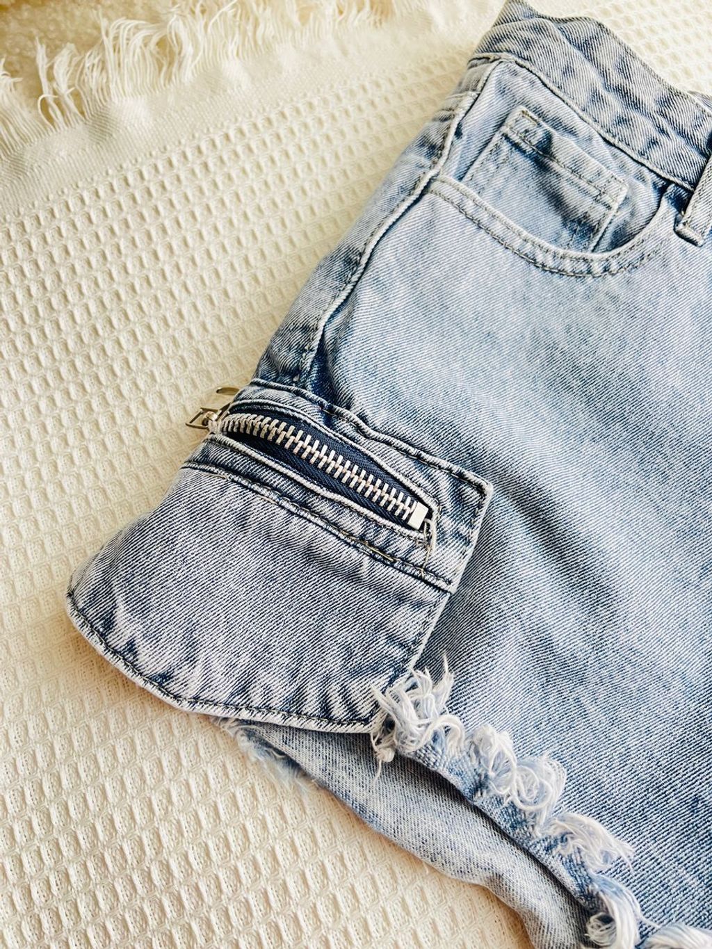 SHEIN Raw Hem Ripped Denim Shorts