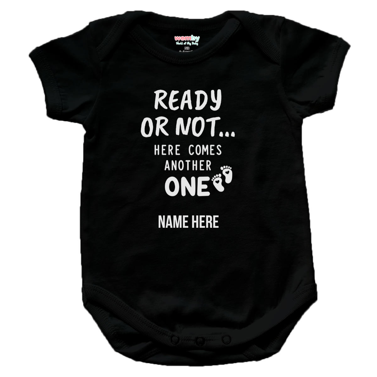 ready or not white - Womby baby rompers black