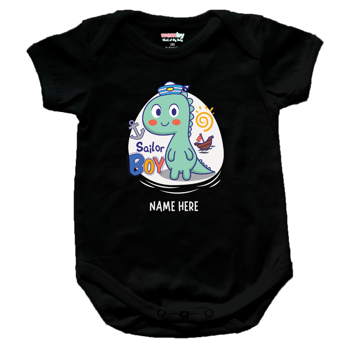 dino 1 - Womby Baby Rompers black