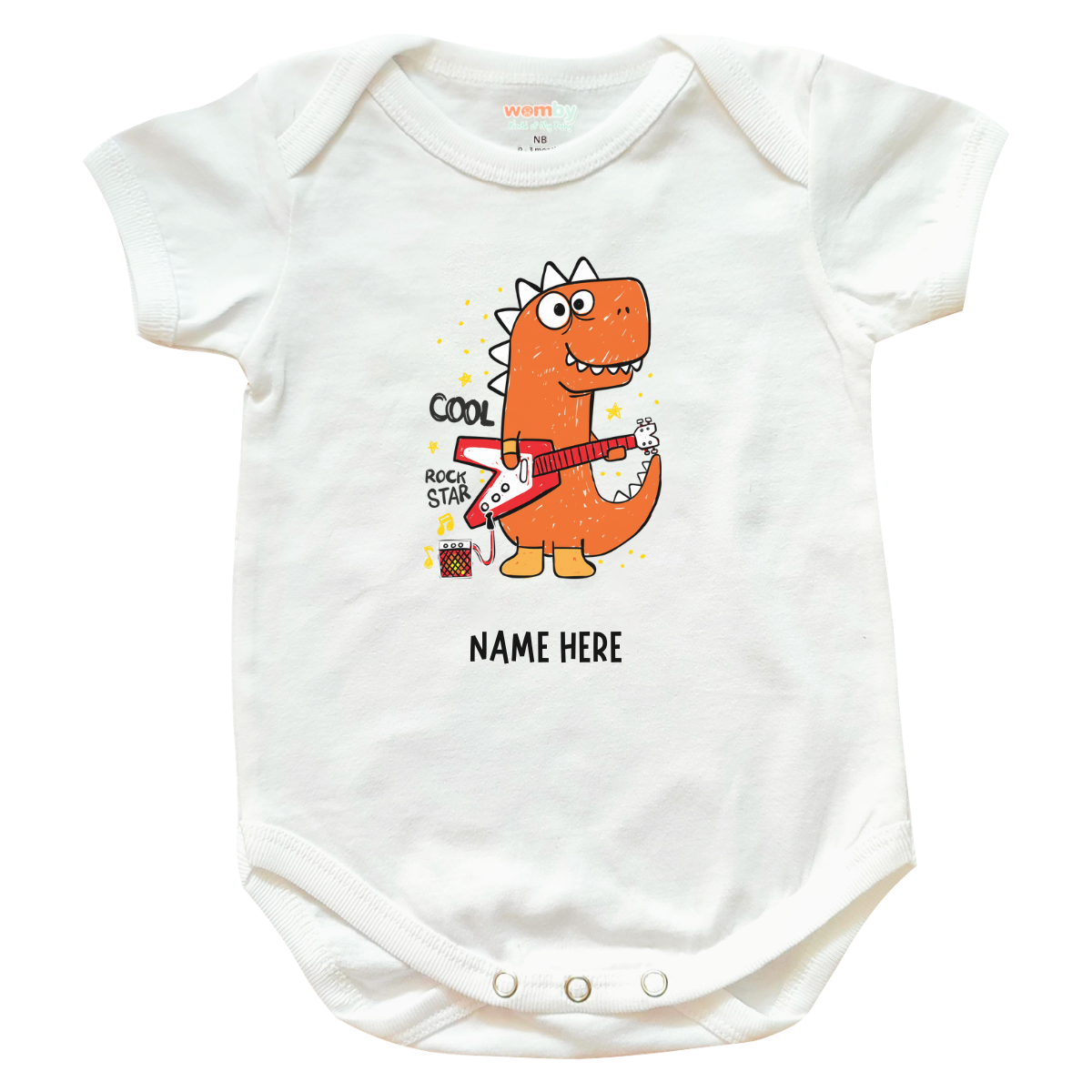 dino 2 Womby baby rompers white