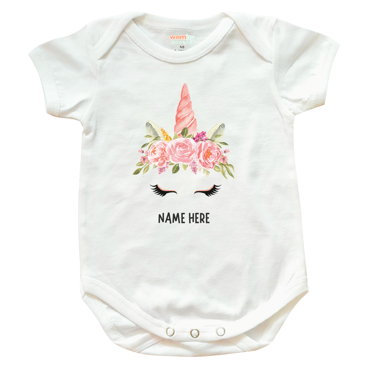 unicorn 1 womby baby rompers white